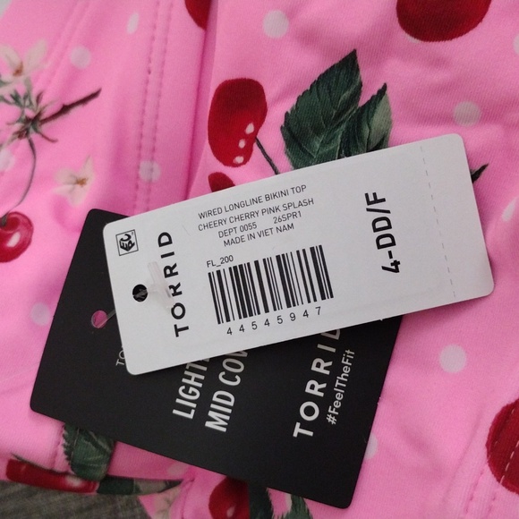 Torrid Retro Chic Pink Cherry Longline Bustier Pin-up Bikini Top 4X DD F NWT - Picture 6 of 7